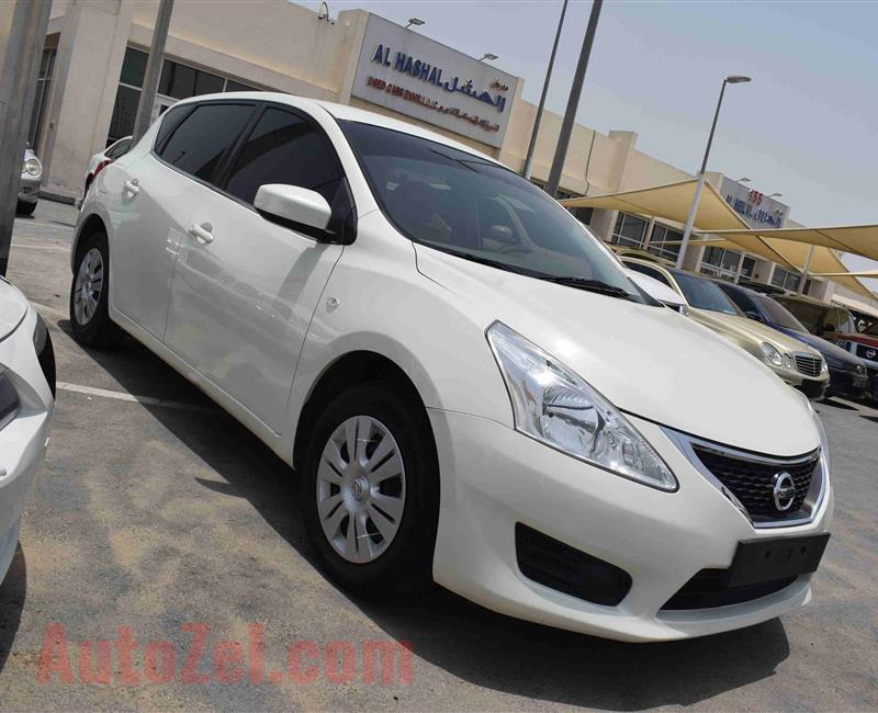 NISSAN TIIDA- 2015- WHITE- 100 000 KM- GCC