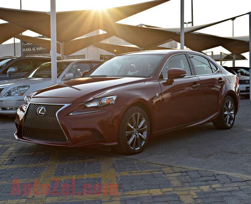 lexus  is250 model 2015 color red car specs is american -v6