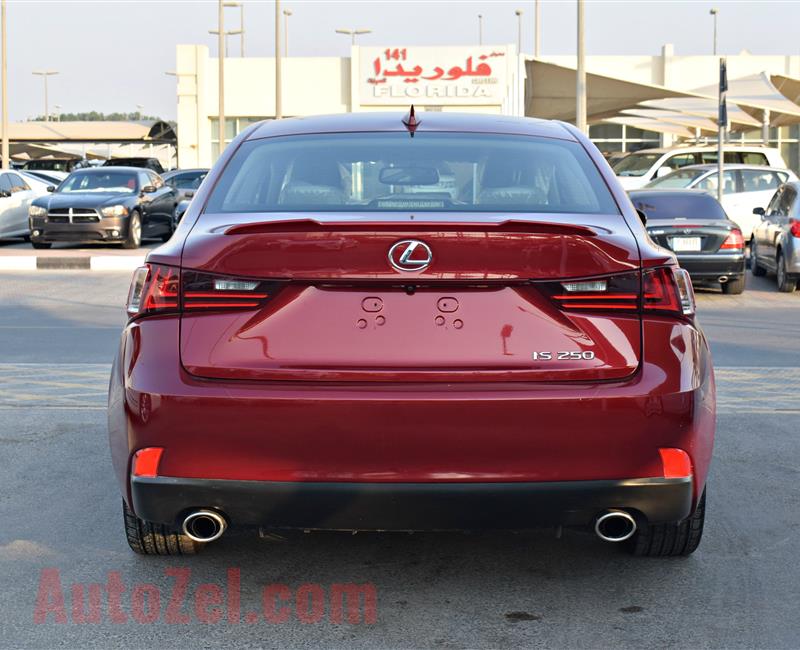 lexus  is250 model 2015 color red car specs is american -v6
