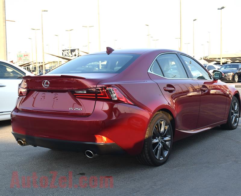 lexus  is250 model 2015 color red car specs is american -v6