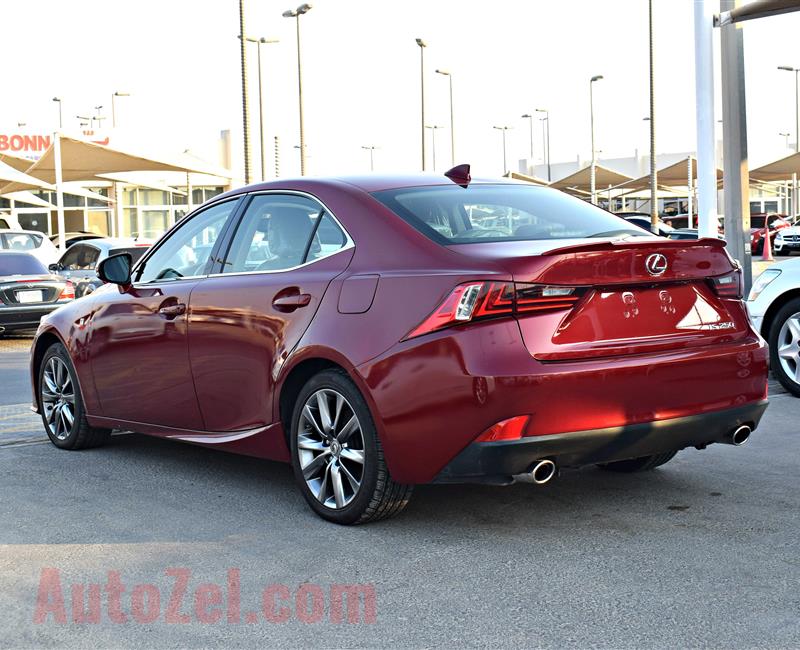 lexus  is250 model 2015 color red car specs is american -v6