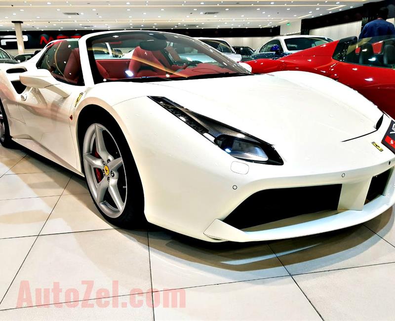 FERRARI 488 SPIDER, V8- 2018- WHITE- BRAND NEW, 0 KM- GCC