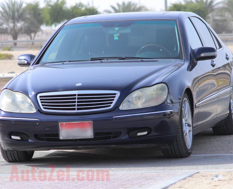 مرسيدس S500L  فل اوبشن موديل 2002 وارد اليابان لون أزرق غامق