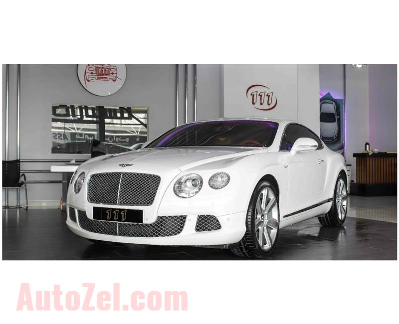 BENTLEY CONTINENTAL GT W12- 2012- WHITE- 90 000 KM- GCC SPECS