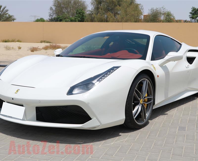 FERRARI 488- 2017- WHITE- 7 600 KM- GCC SPECS