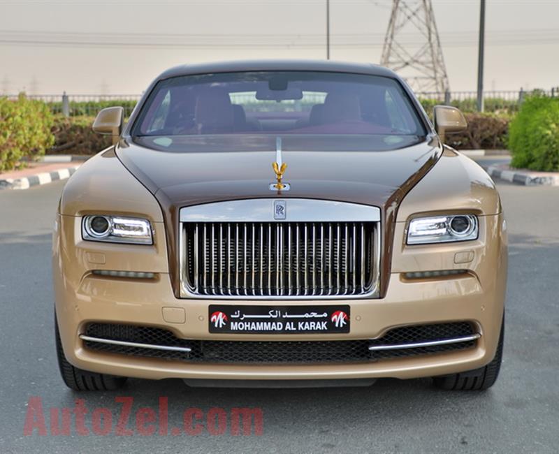 ROLLS ROYCE WRAITH, V12- 2016- GOLD- 6 000 KM- GCC