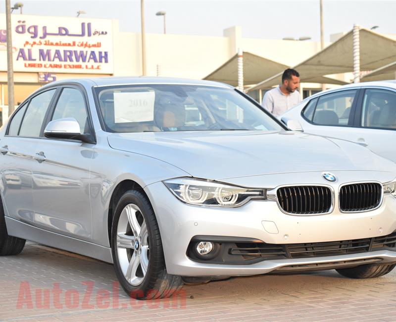 BMW 320I MODEL 2016 - SILVER - 44,000 KM -V4 - GCC 