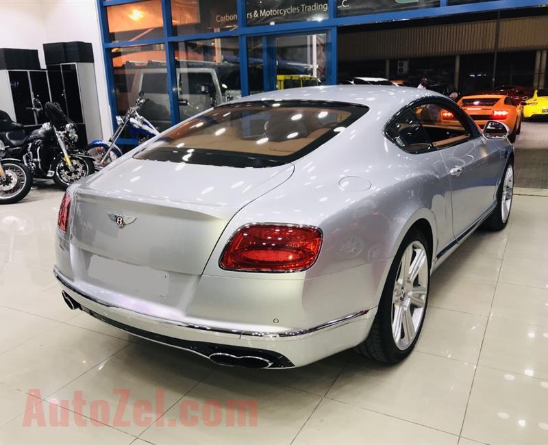 BENTLEY CONTINENTAL GT, V8 - 2016- SILVER- 51 000 KM- GCC