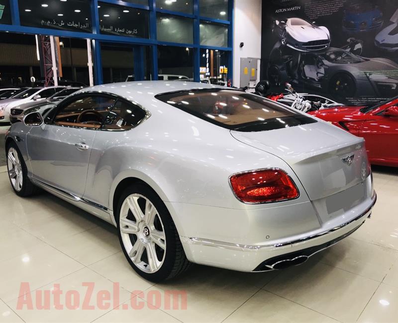 BENTLEY CONTINENTAL GT, V8 - 2016- SILVER- 51 000 KM- GCC