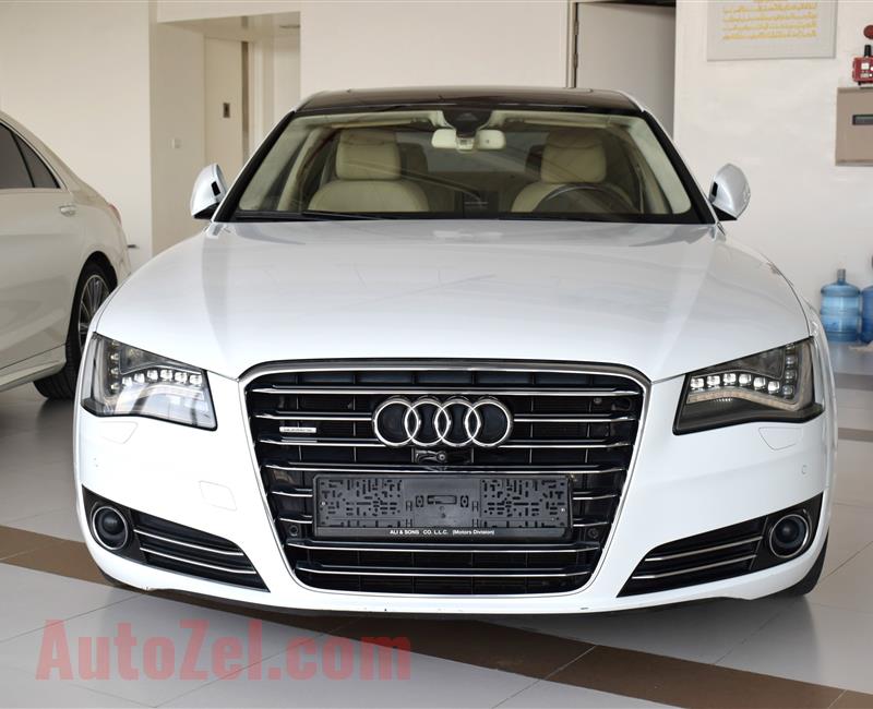 AUDI A8L- 2012- OFF WHITE- 125 000 KM- GCC, FULL OPTION