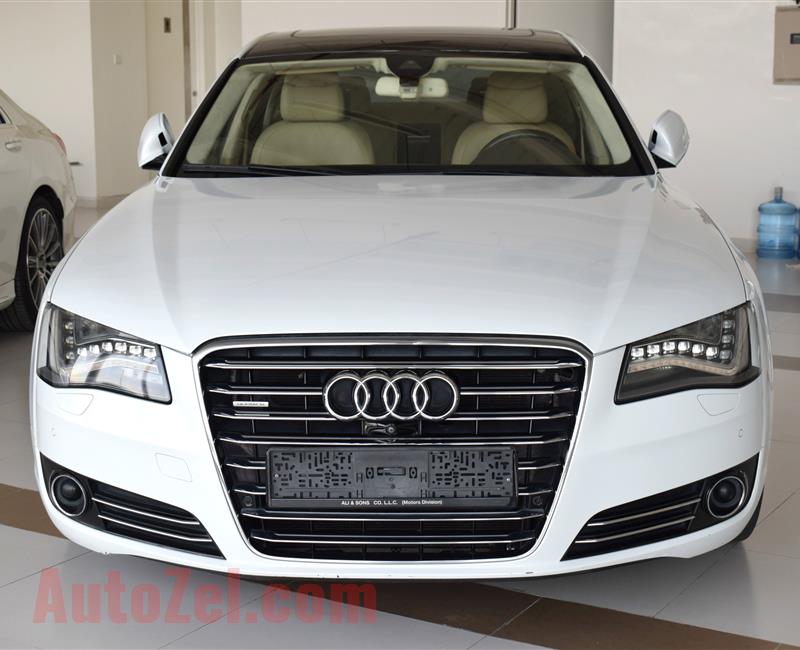 AUDI A8L- 2012- OFF WHITE- 125 000 KM- GCC, FULL OPTION