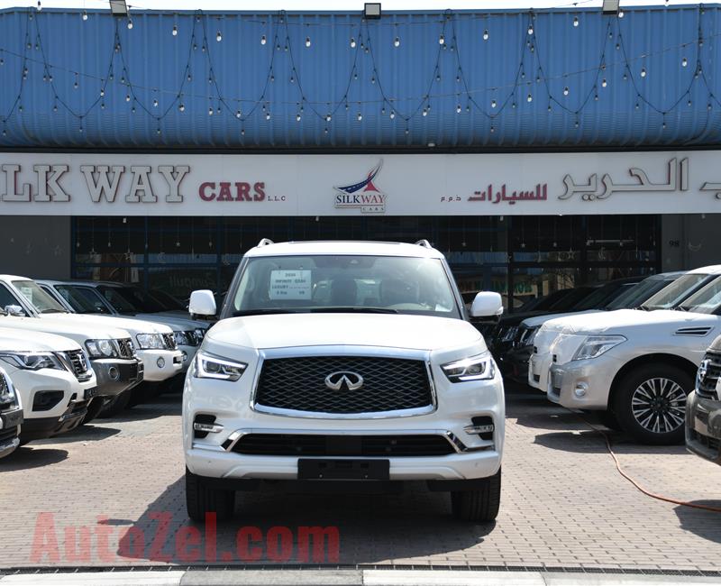 BRAND NEW INFINITI QX80, LUXE SENSORY PRO-ACTIVE- 2020- WHITE- ZERO KM- GCC