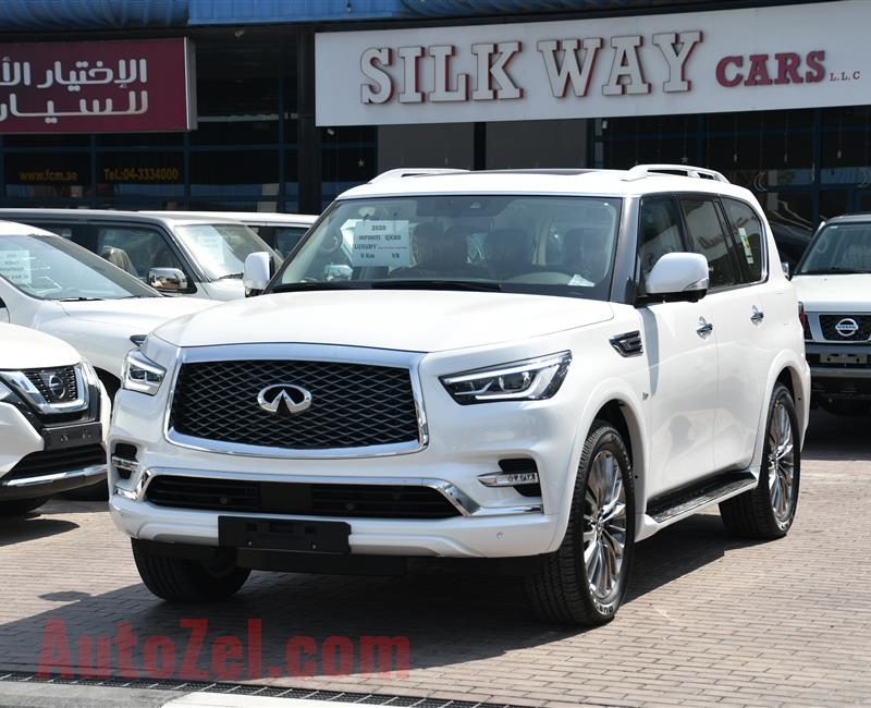 BRAND NEW INFINITI QX80, LUXE SENSORY PRO-ACTIVE- 2020- WHITE- ZERO KM- GCC