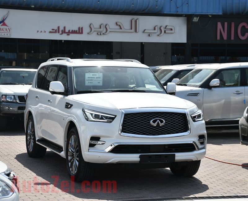 BRAND NEW INFINITI QX80, LUXE SENSORY PRO-ACTIVE- 2020- WHITE- ZERO KM- GCC