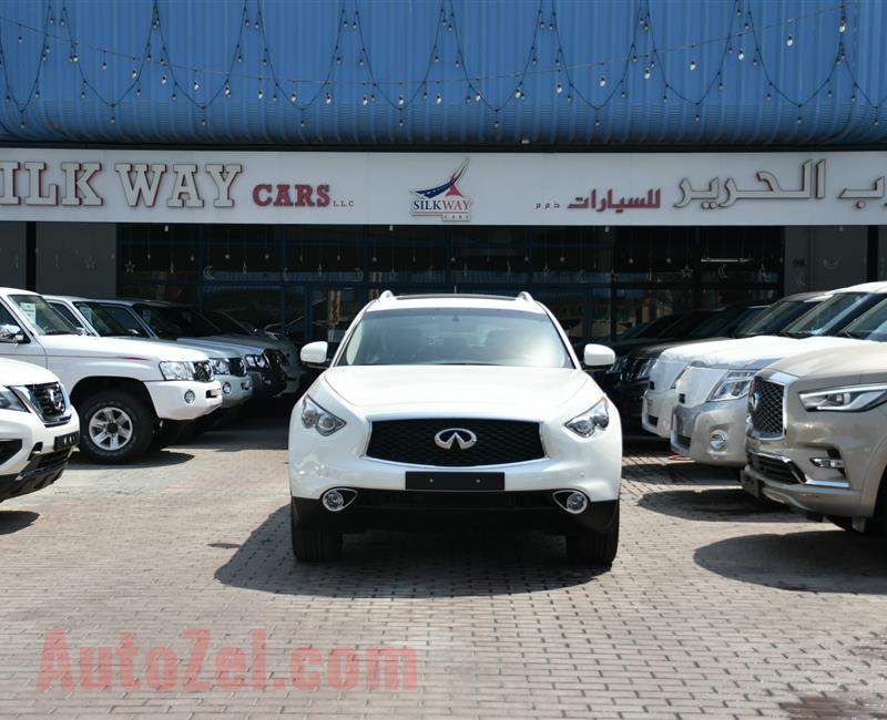 BRAND NEW INFINITI QX70 3.7- 2019- WHITE- ZERO KM- GCC, FULL OPTION