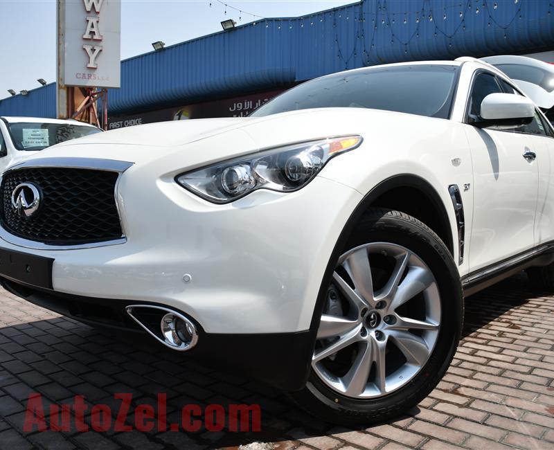 BRAND NEW INFINITI QX70 3.7- 2019- WHITE- ZERO KM- GCC, FULL OPTION