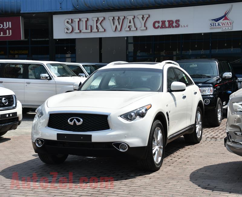 BRAND NEW INFINITI QX70 3.7- 2019- WHITE- ZERO KM- GCC, FULL OPTION