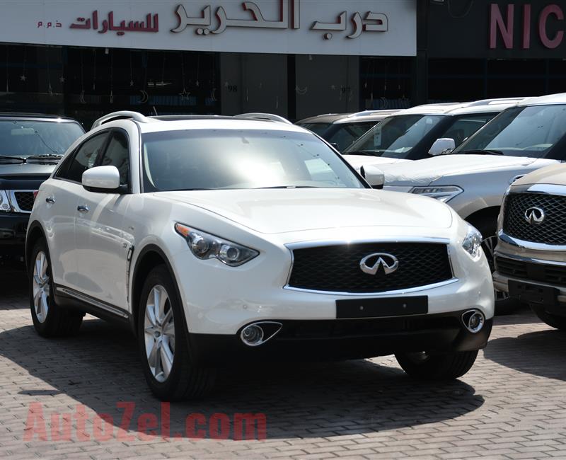 BRAND NEW INFINITI QX70 3.7- 2019- WHITE- ZERO KM- GCC, FULL OPTION