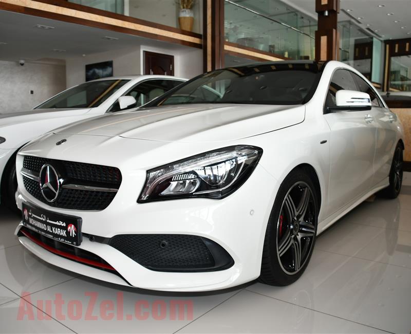 MERCEDES-BENZ CLA250- 2018- WHITE- 60 000 KM- GCC SPECS