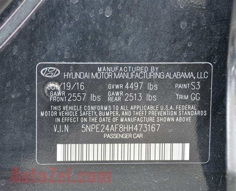 HYUNDAI SONATA- 2017- BLACK- 91 000 MILES- AMERICAN SPECS