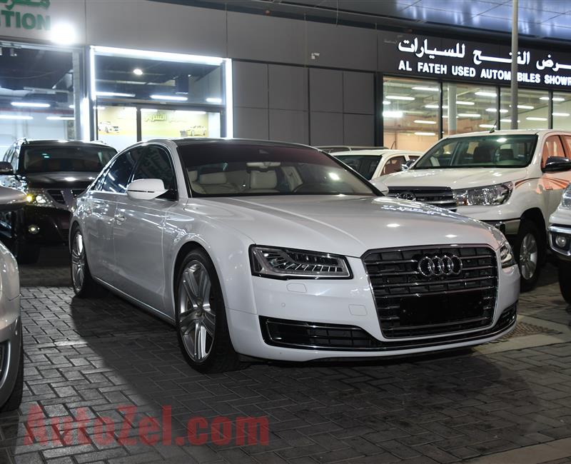 AUDI A8 L MODEL 2015 - WHITE - 89,000 KM - V8 - GCC 