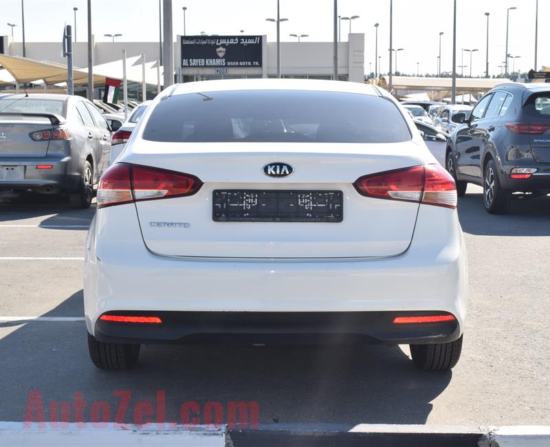 KIA CERATO- 2017- WHITE- 55 000 KM- GCC