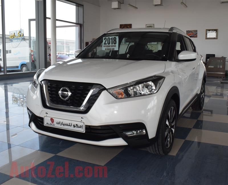 NISSAN KICKS- 2018- WHITE- 63 000 KM- GCC SPECS