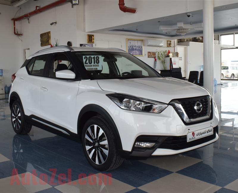 NISSAN KICKS- 2018- WHITE- 63 000 KM- GCC SPECS