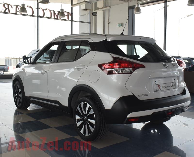 NISSAN KICKS- 2018- WHITE- 63 000 KM- GCC SPECS