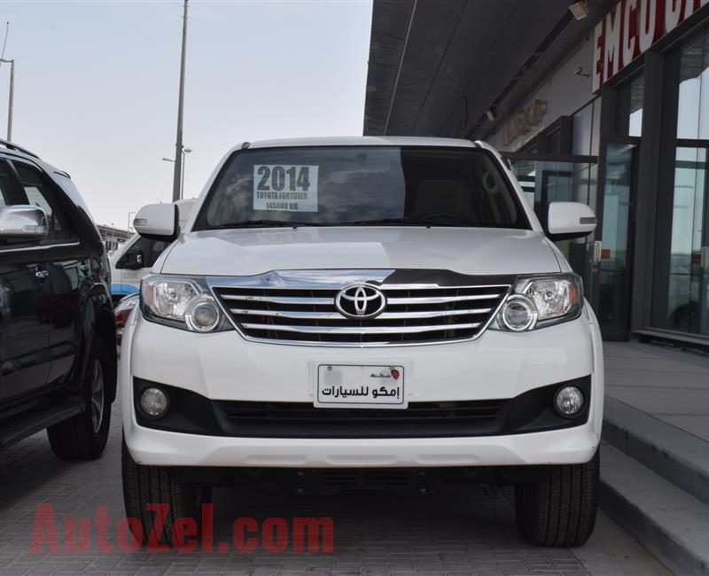 TOYOTA FORTUNER- 2014- WHITE- 145 000 KM- GCC SPECS