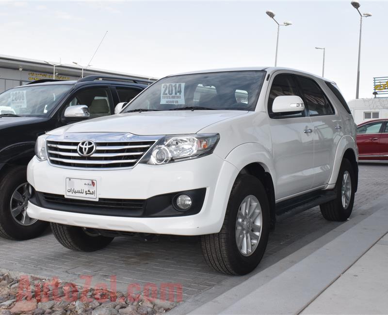 TOYOTA FORTUNER- 2014- WHITE- 145 000 KM- GCC SPECS