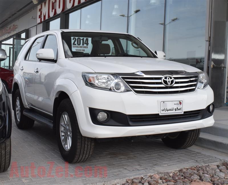 TOYOTA FORTUNER- 2014- WHITE- 145 000 KM- GCC SPECS