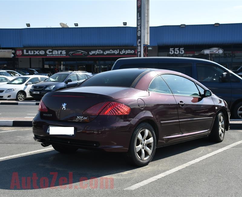 PEUGEOT 307 CC- 2007- MAROON- 150 000 KM- GCC SPECS