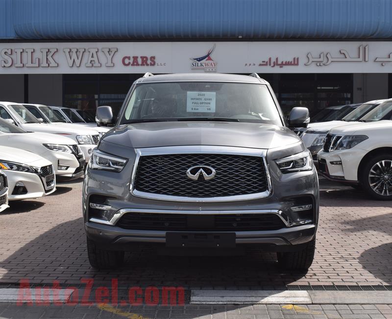 BRAND NEW INFINITI QX80 LUXE SENSORY- PRO ACTIVE- 2020- SILVER- GCC SPECS