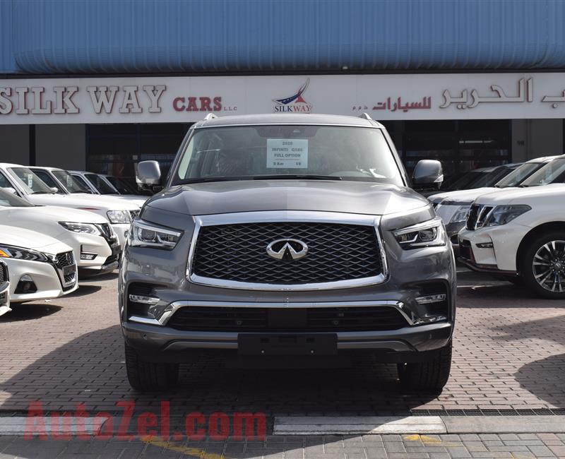 BRAND NEW INFINITI QX80 LUXE SENSORY- PRO ACTIVE- 2020- SILVER- GCC SPECS