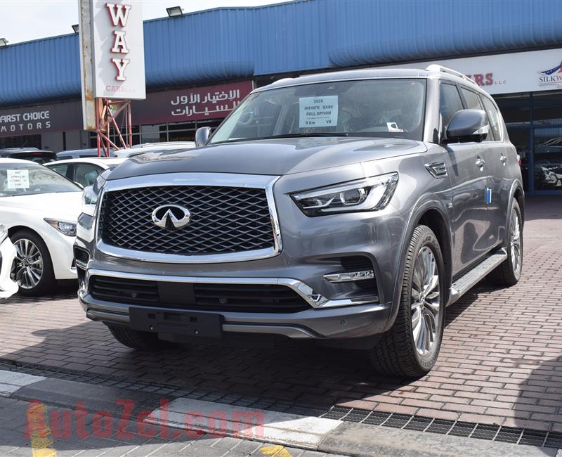 BRAND NEW INFINITI QX80 LUXE SENSORY- PRO ACTIVE- 2020- SILVER- GCC SPECS