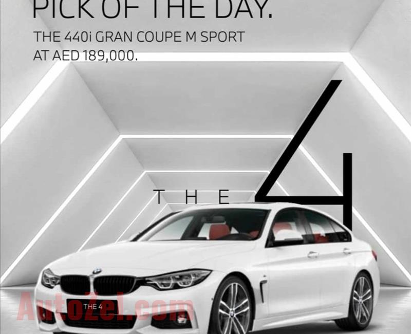 The BMW 440i Gran Coupe at AED 189,000 0% down payment 