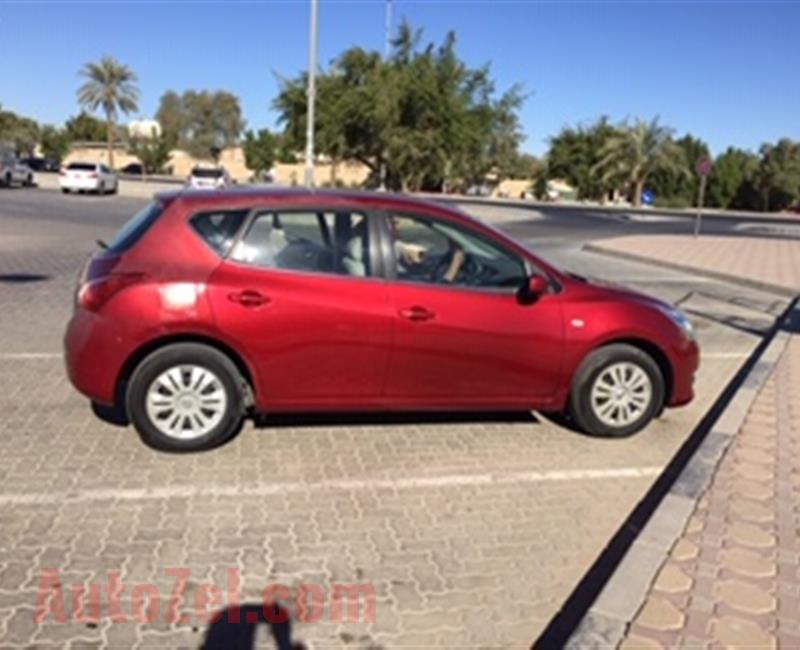 Lady Doctor owned, Red color Nissan Tiida hatchback, 1.6 engine capacity, 45000 km