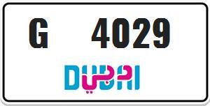 Dubai plate number G 4029